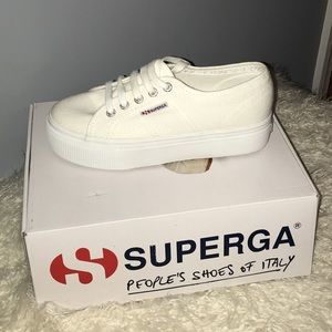 White Superga platform sneakers